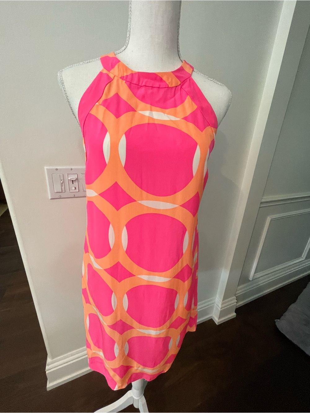 Alice & Trixie Bright Pink and Orange Geometric Dress